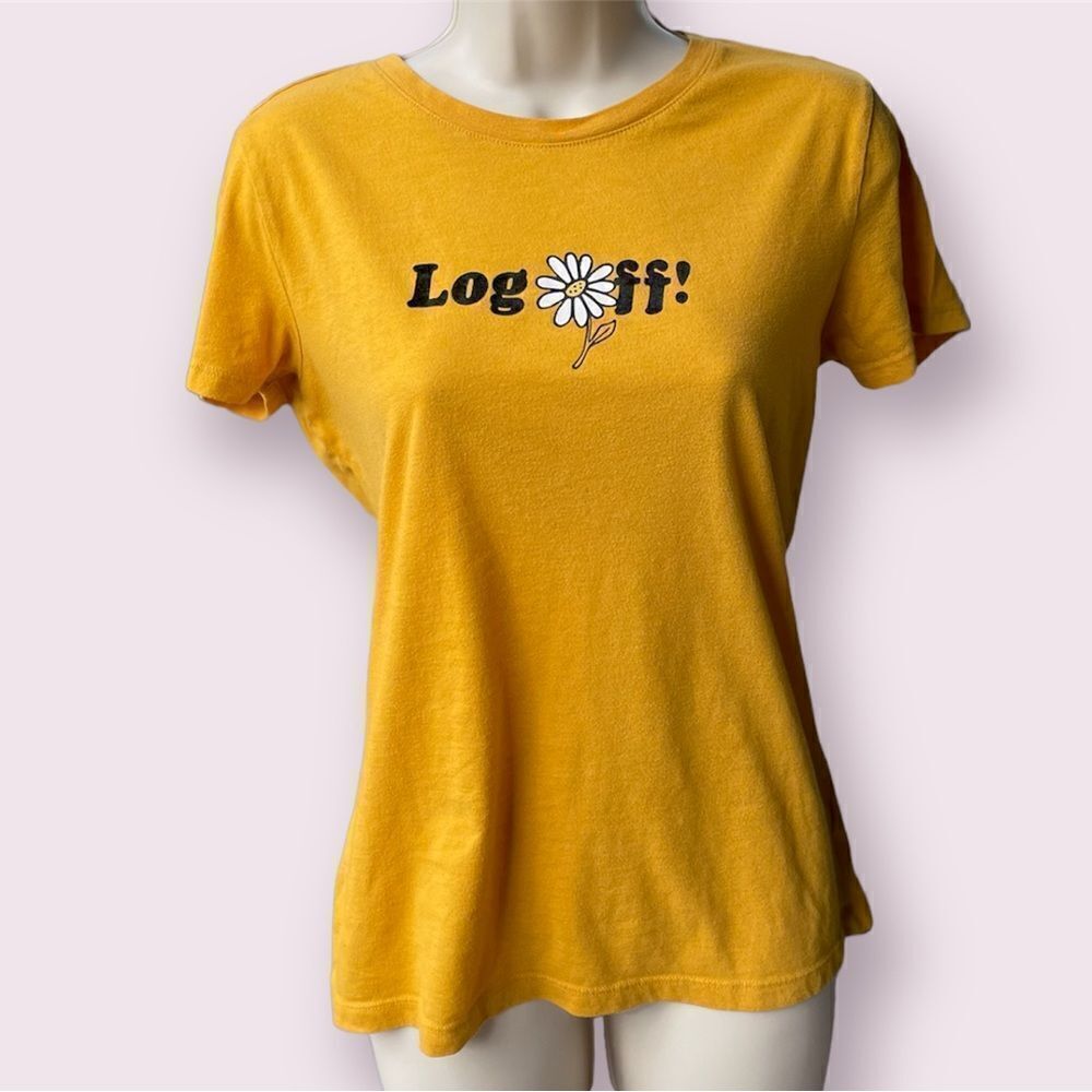 Aeropostale Classic Crew Log Off Yellow Daisy T-Shirt Size XL